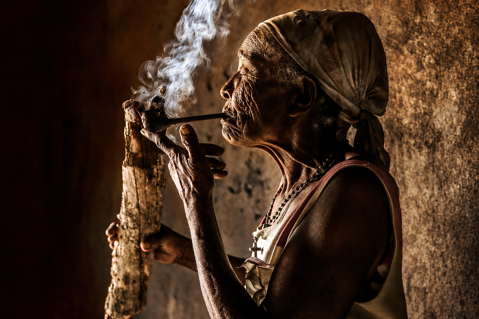 An elder in a contemplative moment, representing ancestry
